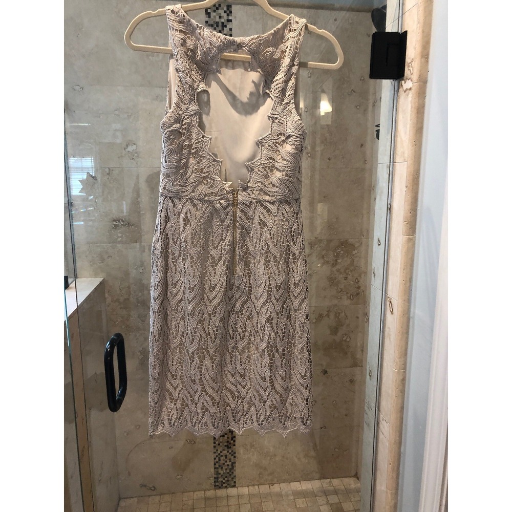 Alice + Olivia Open Back Gold Metallic Sleeveless Mini Bodycon Dress S 4